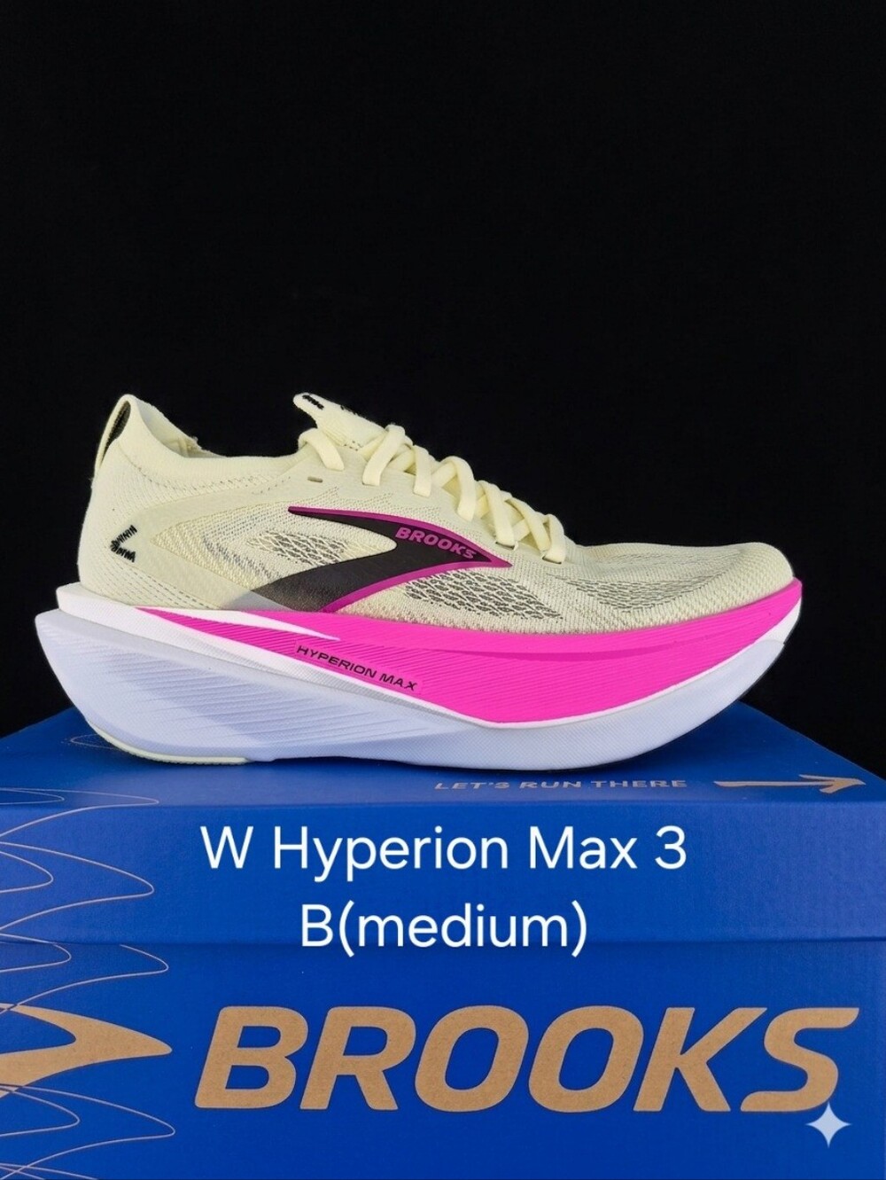 Brooks Hyperion Max 3 Women's B (Medium) Running Shoe in Cream with Pink Accent